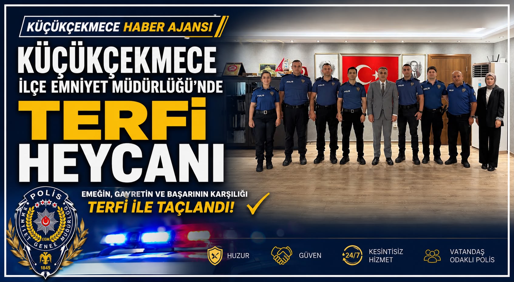 Küçükçekmece İlçe Emniyet Müdürlüğü'nde Rütbe Terfi Heyecanı! Polis Amirleri Yeni Rütbelerini Törenle Taktı