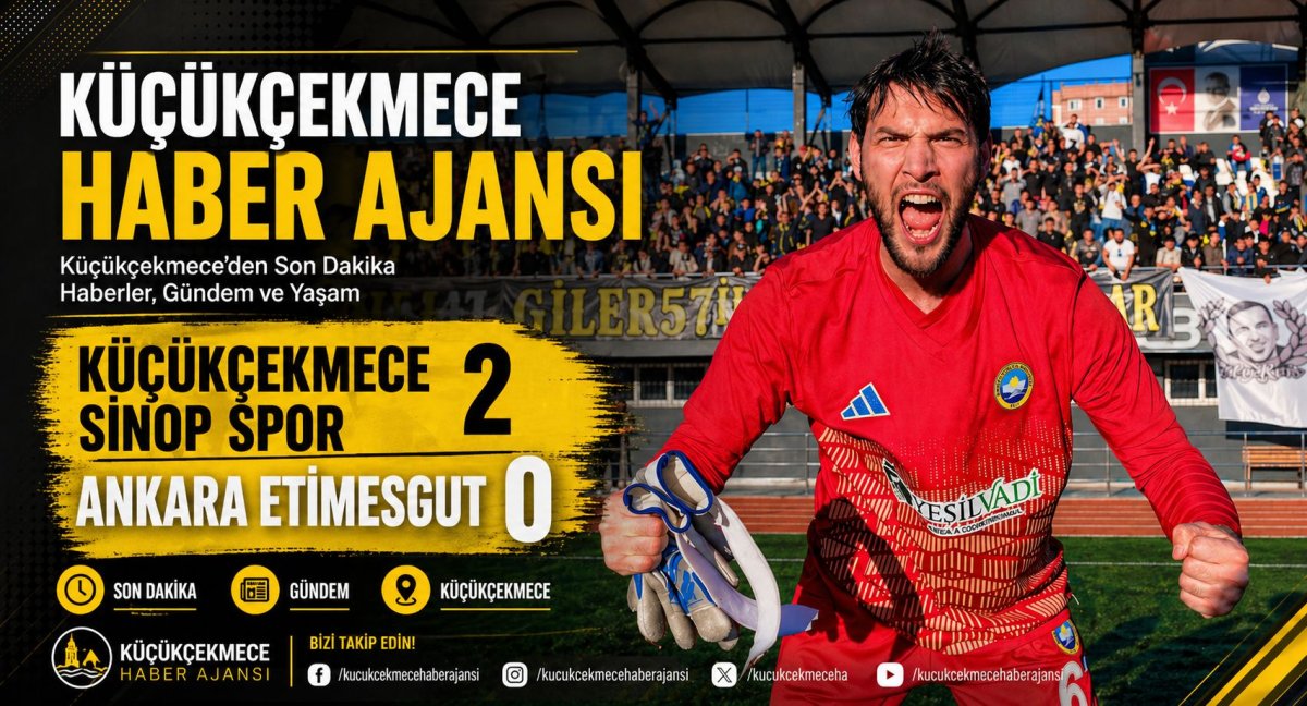 Halkalı’da Futbol Şöleni: Küçükçekmece Sinopspor, Etimesgut Spor’u Eleyerek Çorluspor’un Rakibi Oldu  TFF 3. Lig Play-Off 1. Tur rövanş mücadelesinde Küçükçekmece Sinopspor, Halkalı 100. Yıl Stadı’nda taraftarına unutulmaz bir futbol gecesi yaşattı. İlk k