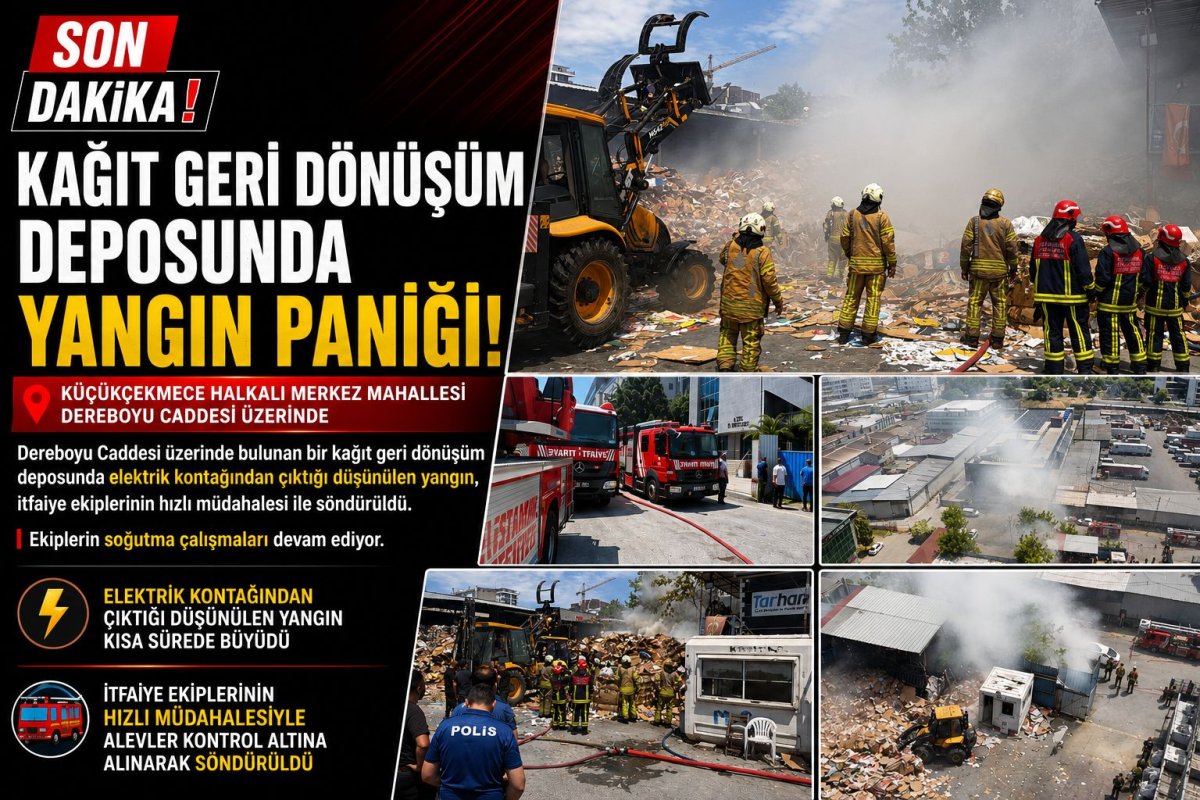 Küçükçekmece'de Geri Dönüşüm Deposunda Yangın Paniği