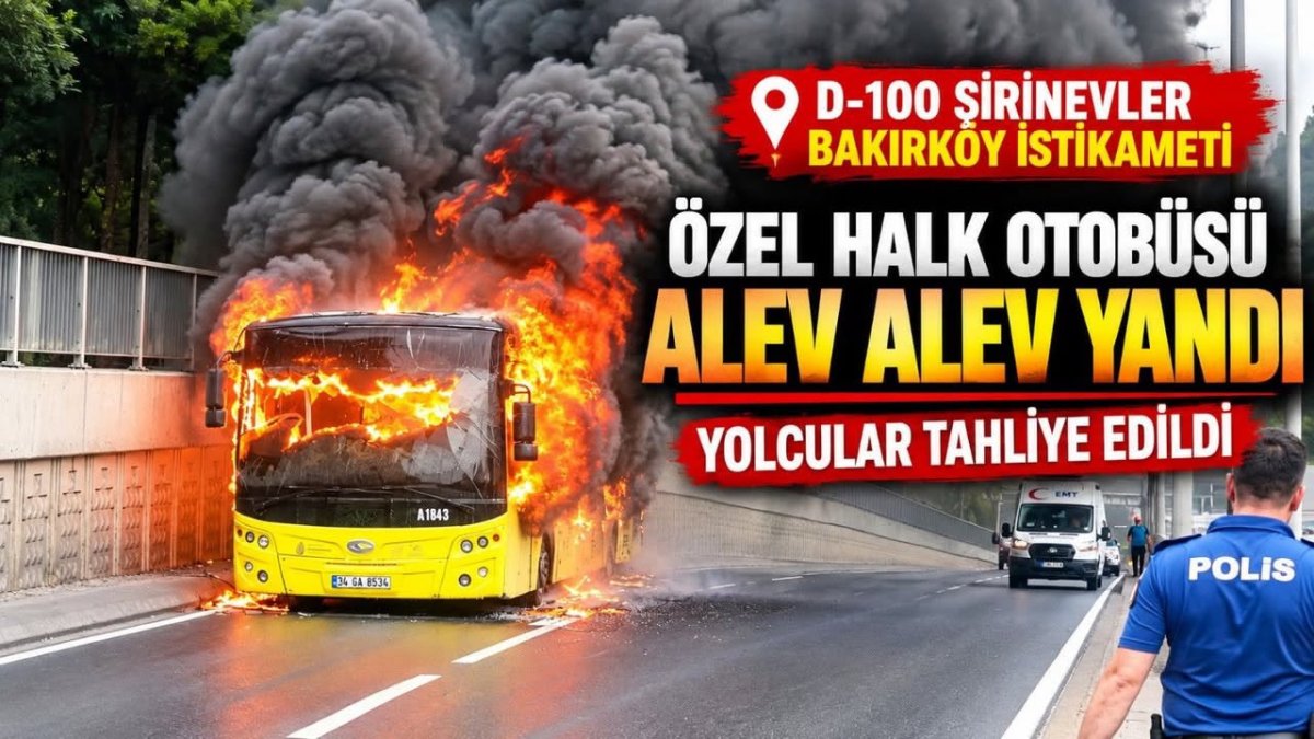 D-100 Karayolu’nda Özel Halk Otobüsü Yangını! Araç Kullanılamaz Hale Geldi